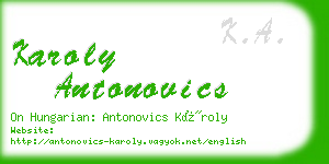 karoly antonovics business card